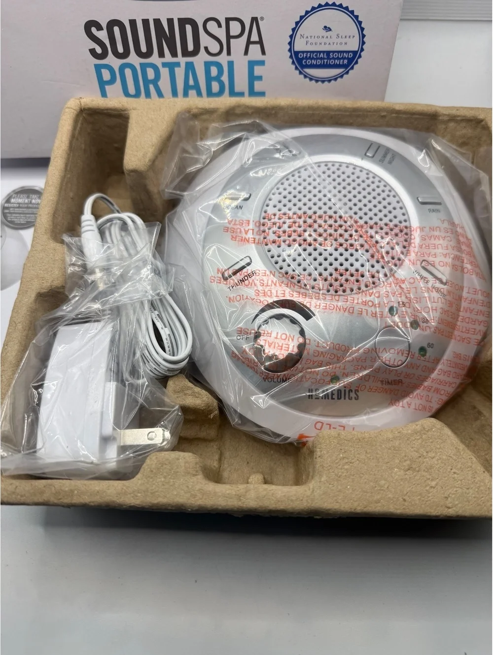 HoMedics SoundSpa Portable Sound Machine with AC Adapter and Manual